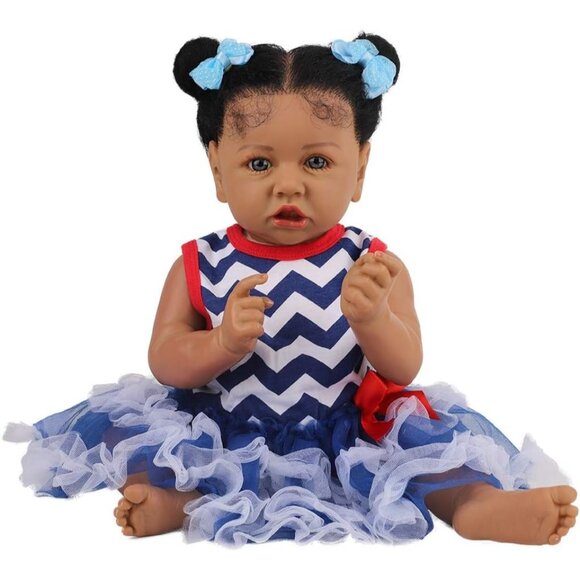 🆕22.8 Inch Reborn Doll with Soft Cloth Body African American Luna Girl Doll - Picture 1 of 7